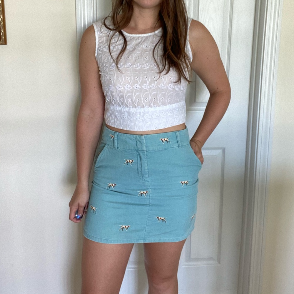 Corduroy dog embroidered skirt